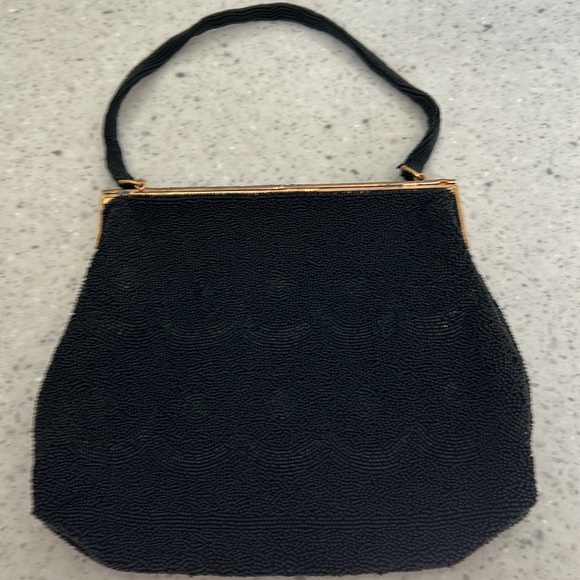 Vintage black beaded bag from Paris France - Picture 4 of 6